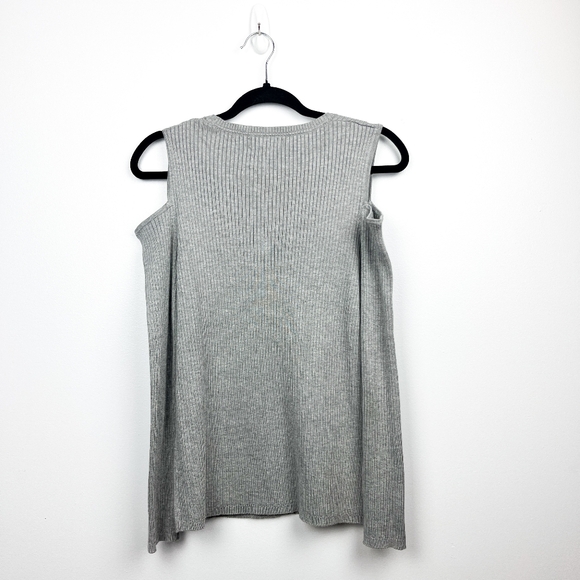 Calvin Klein Long Sleeve Grey Cold Shoulder Top - Picture 6 of 10